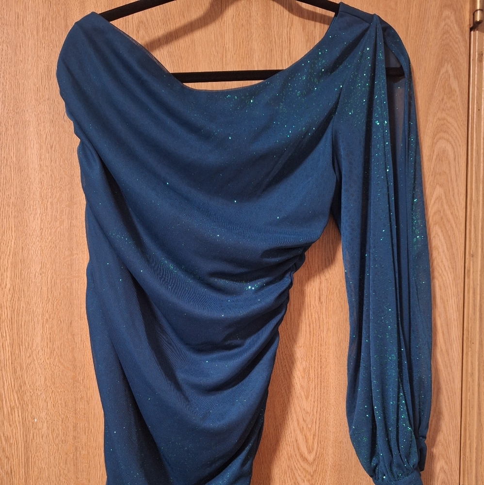 Elegant Blue Off-Shoulder Dress